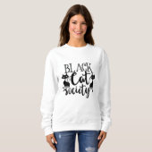 Black Cat Society Funny Halloween Cute Trui (Voorkant volledig)