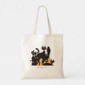 Black Cat Society Halloween Canvas tas (Achterkant)