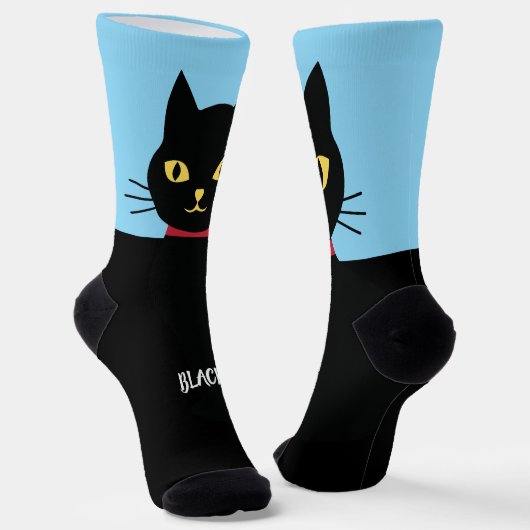 Black Cat Socks Gift for Cat Lovers Sokken (Gebogen)