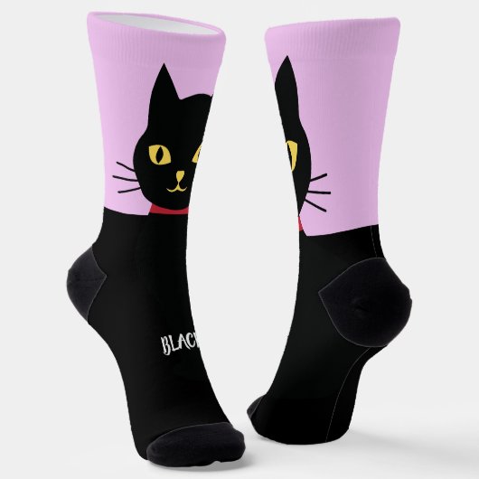Black Cat Socks Gift for Cat Lovers Sokken (Gebogen)