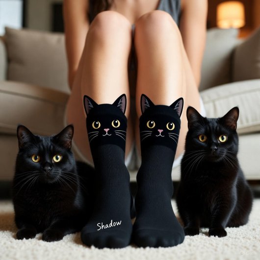 Black Cat Socks Gift for Cat Mom & Cat Dad Lovers Sokken