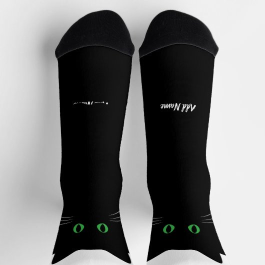 Black Cat Socks with Custom Name – Cute Gift Sokken (Top)