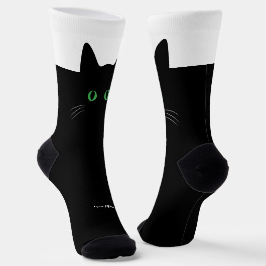 Black Cat Socks with Custom Name – Cute Gift Sokken (Gebogen)