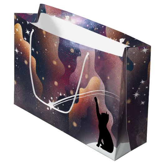 Black Cat Space Shooting Star Groot Cadeauzakje (Voorkant Gekanteld)