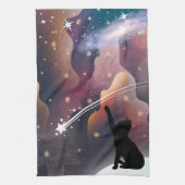 Black Cat Space Shooting Star Theedoek (Verticaal)