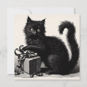 Black Cat Spelen met Gift en Lint  Kaart