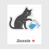 Black Cat Spilling Water  - Laptop Sticker (Vel)