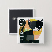 Black Cat Spooks Vierkante Button 5,1 Cm (Voorkant /achterkant)