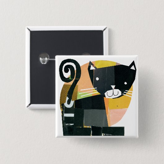 Black Cat Spooks Vierkante Button 5,1 Cm (Voorkant /achterkant)