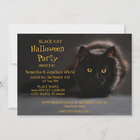  Black Cat Spooky Evil Halloween Party Kaart (Voorkant)