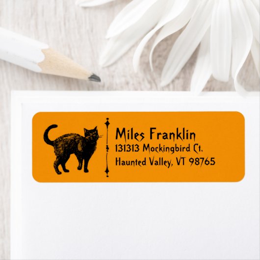 Black Cat Spooky Halloween Etiket (Insitu)