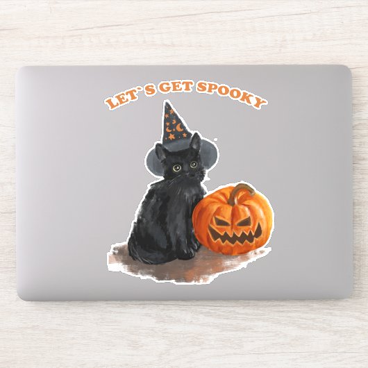 Black Cat Spooky Halloween FUNNY Sticker (Computer)