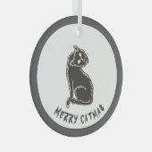 Black Cat Spooky Horror Glas Ornament (Voorkant Rechts)