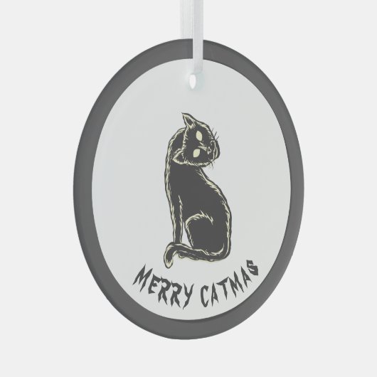 Black Cat Spooky Horror Glas Ornament (Voorkant Rechts)