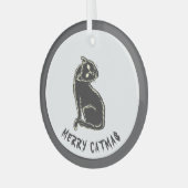 Black Cat Spooky Horror Glas Ornament (Voorkant links)