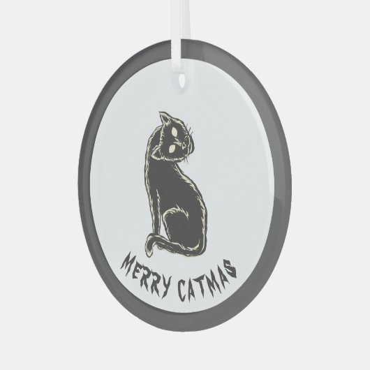 Black Cat Spooky Horror Glas Ornament (Voorkant links)