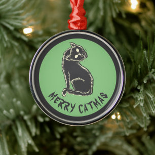 Black Cat Spooky Horror Metalen Ornament