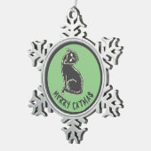 Black Cat Spooky Horror Tin Sneeuwvlok Ornament (Rechts)