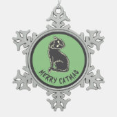 Black Cat Spooky Horror Tin Sneeuwvlok Ornament (Voorkant)