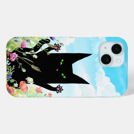 Black Cat Spring Fever: Kitty and Flowers Case-Mate iPhone Case (Achterkant (horizontaal))