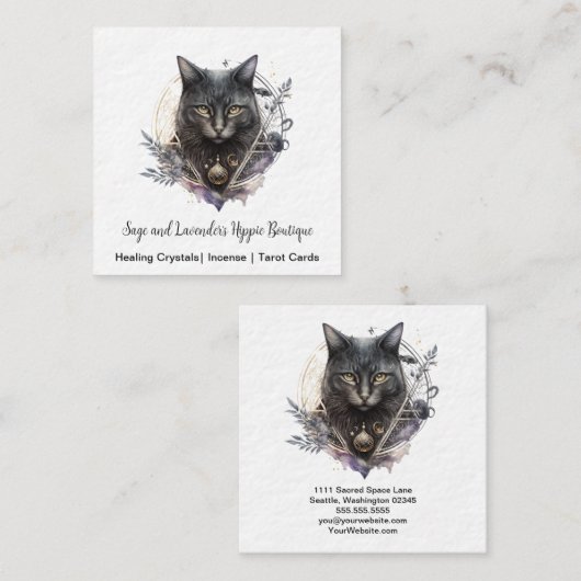 Black Cat Square Visitekaartje (Voorkant / Achterkant)