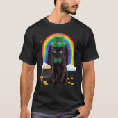 Black Cat St Patricks Day Leprechaun Costume Shamr T-shirt (Voorkant)