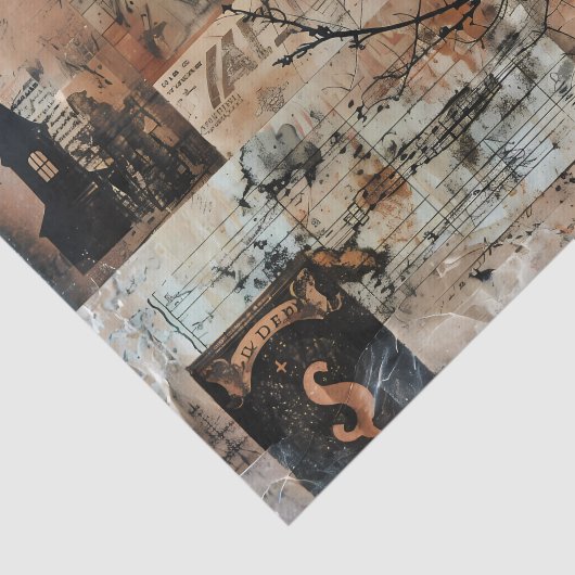 Black Cat Stamps Halloween Decoupage Tissuepapier (Detail)