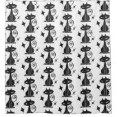 Black Cat Starburst Mid Century Moderne Shower Cur Douchegordijn (Voorkant)