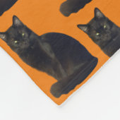 Black Cat Staring Ominy Photo Cutout Oranje Fleece Deken (Hoek)