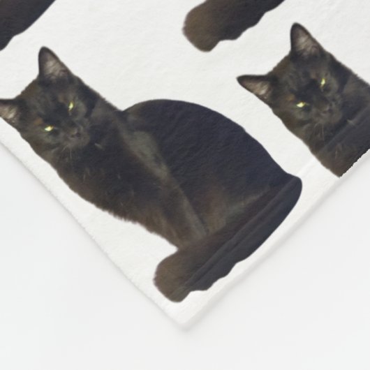 Black Cat Staring Ominy Photo Cutout White Fleece Deken (Hoek)