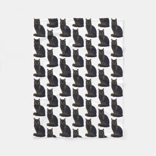 Black Cat Staring Ominy Photo Cutout White Fleece Deken (Voorkant)