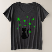 Black Cat Stars Plus Size T-shirt (Design voorkant)