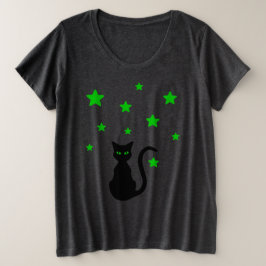 Black Cat Stars Plus Size T-shirt