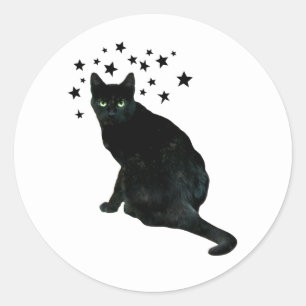 Black Cat Stars Sticker