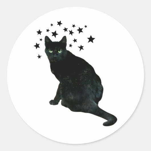 Black Cat Stars Sticker (Voorkant)