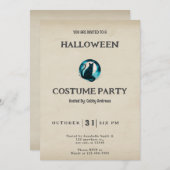 Black Cat Sterrennacht Halloween Kaart (Voorkant / Achterkant)