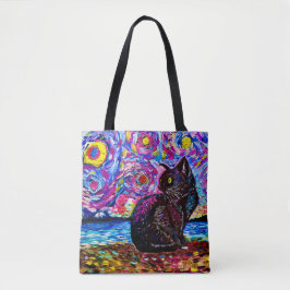 Black Cat Sterrennacht Tote Bag