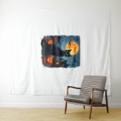 Black Cat Sterrennacht Van Gogh Pumpkins Bats Hall Wandkleed (In Situ (horizontaal))