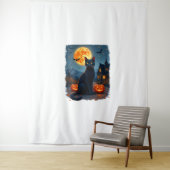 Black Cat Sterrennacht Van Gogh Pumpkins Bats Hall Wandkleed (In situ)