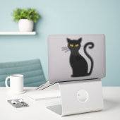 Black Cat Sticker (Laptop op bureau)