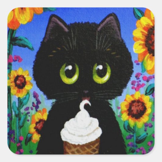 Black Cat Sticker Creationarts (Voorkant)