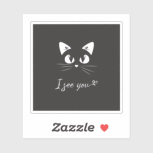 Black Cat Sticker, ik zie je kat Sticker