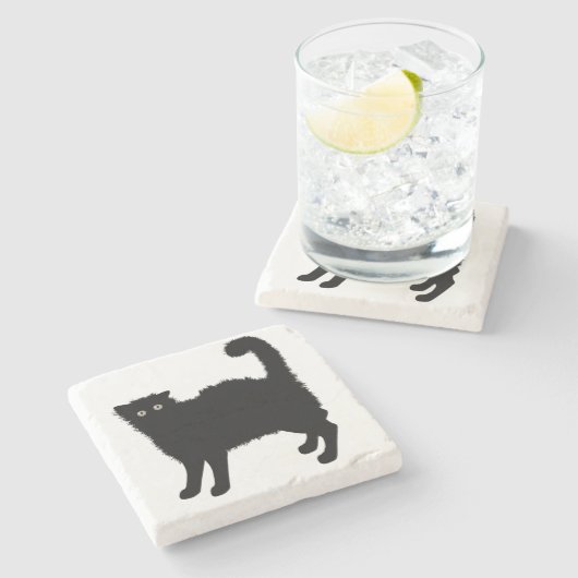 Black Cat Stone Onderzetter (Zijkant)