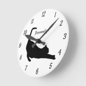 Black Cat Stretching Cat Lovers Ronde Klok (Hoek)