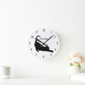 Black Cat Stretching Cat Lovers Ronde Klok (Huis)