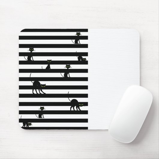Black Cat & Stripes Color Block Muismat (Met muis)
