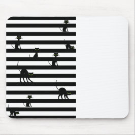 Black Cat & Stripes Color Block Muismat