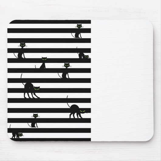 Black Cat & Stripes Color Block Muismat (Voorkant)