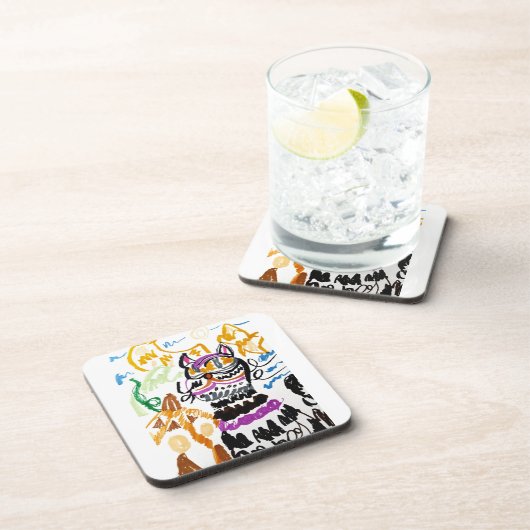 Black Cat style autumn Bier Onderzetter (Rechterzijde)