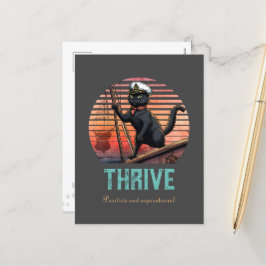 Black Cat Sunset: Een reis naar BLOEIEN Feestdagenkaart